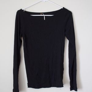 Free People Long Sleeve Black Top